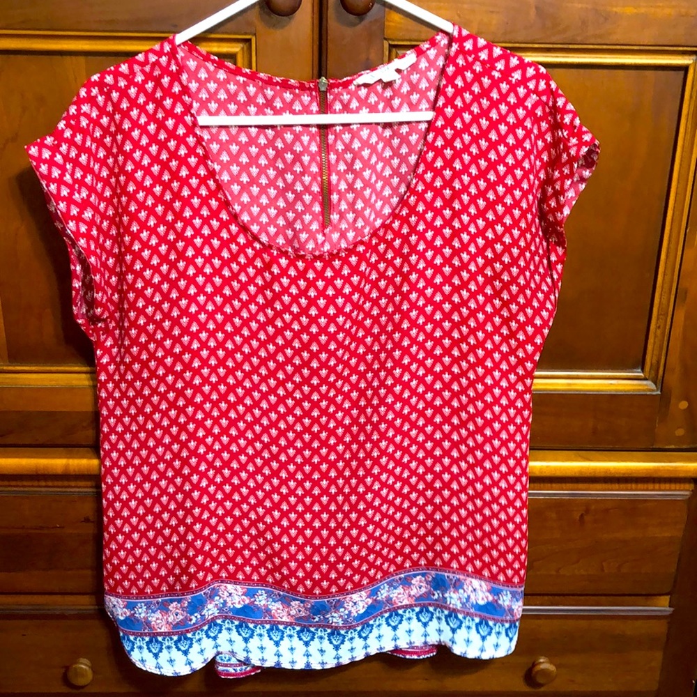 Pink Rose high low Blouse.  Size Large
